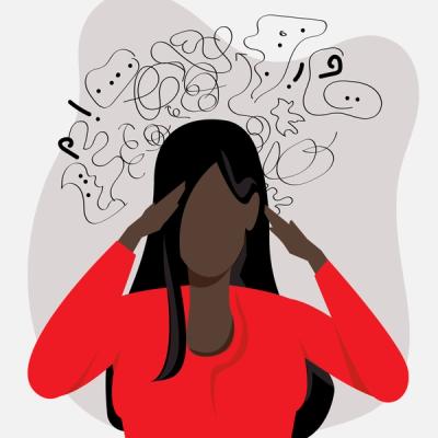Illustration of Woman with Unfocused Thoughts