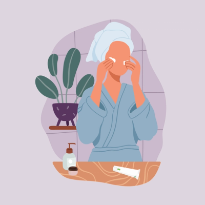 Woman using skincare cream