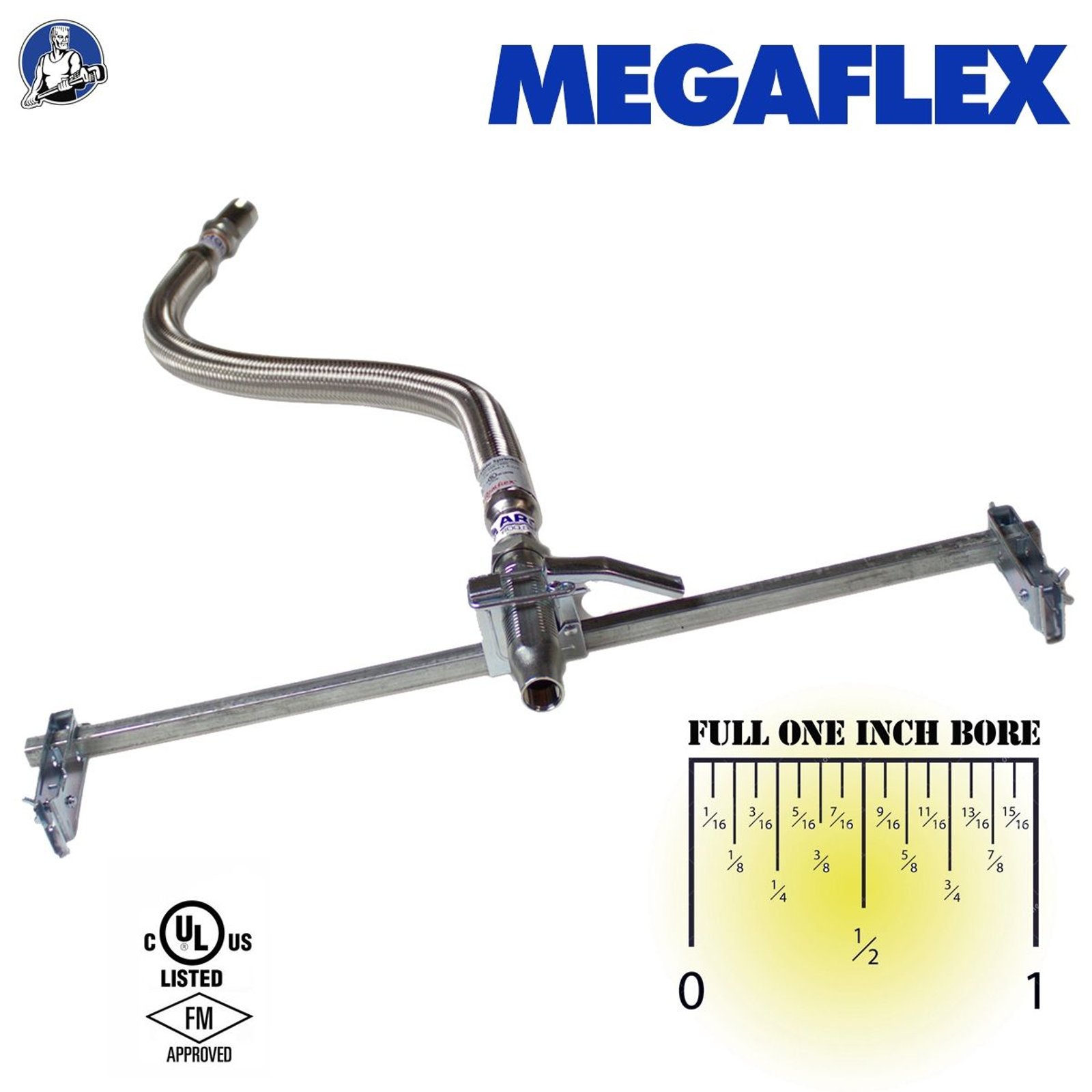Manguera flexible MegaFlex para rociador 48" (1/2") trenzada con soportes UL/FM