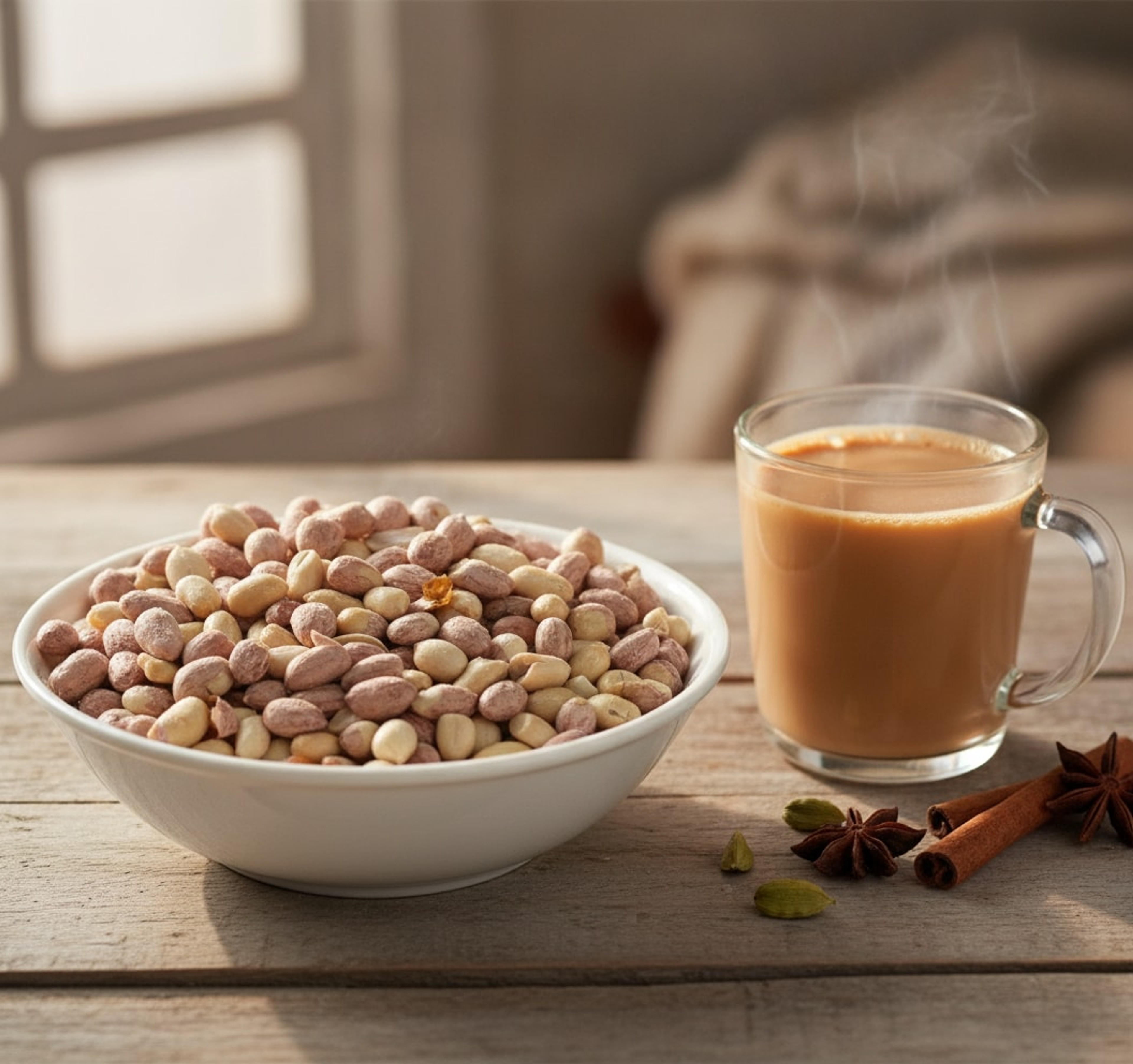 Khari Sing (Salted Roasted Peanuts) – With chai