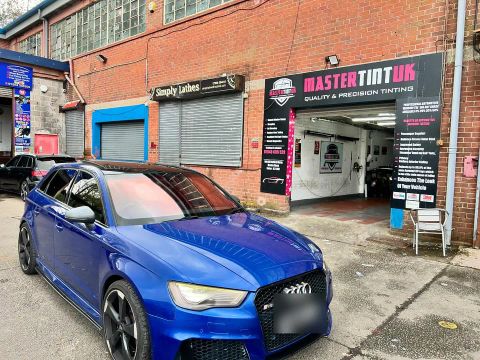 Audi RS3 finished outside MasterTint UK on Weston Street, Bolton