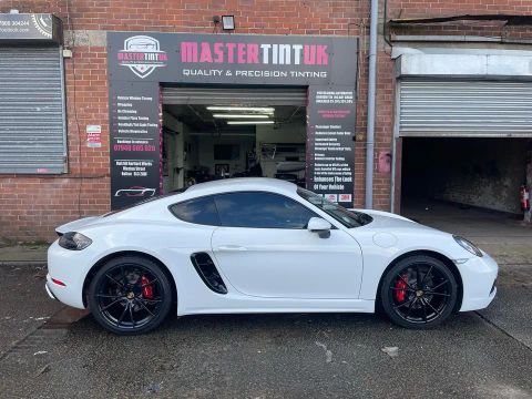 Porsche 718 Cayman finished outside MasterTint UK on Weston Street, Bolton