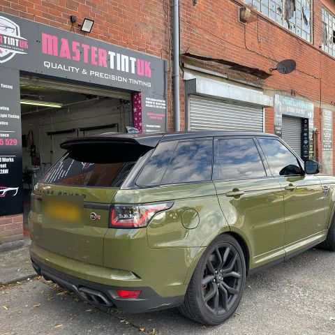 Range Rover SVR finished outside MasterTint UK on Weston Street, Bolton