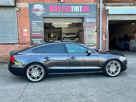 Audi S5 finished outside MasterTint UK on Weston Street, Bolton