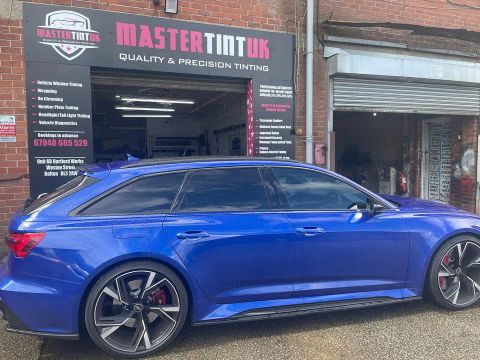 Audi RS6 finished outside MasterTint UK on Weston Street, Bolton