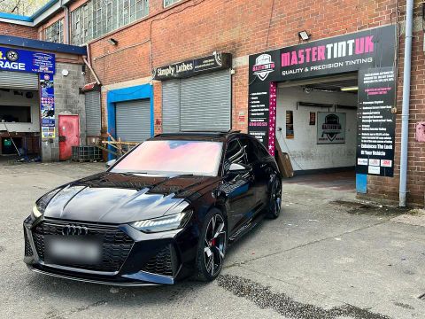 Audi RS6 finished outside MasterTint UK on Weston Street, Bolton