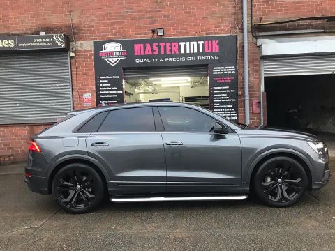 Audi Q8 finished outside MasterTint UK on Weston Street, Bolton