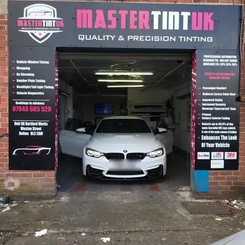 BMW M4 Convertible Competition Pack finished outside MasterTint UK on Weston Street, Bolton