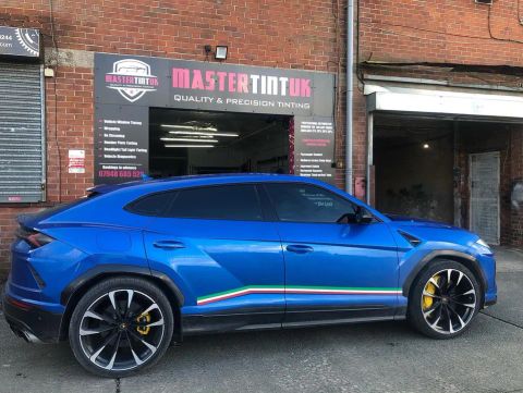 Lamborghini Urus finished outside MasterTint UK on Weston Street, Bolton