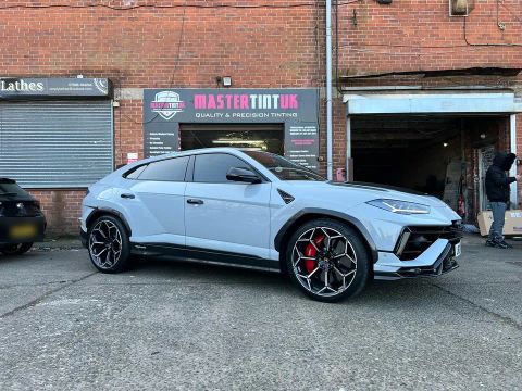 Lamborghini Urus Performante finished outside MasterTint UK on Weston Street, Bolton