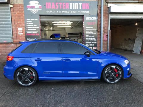 Audi RS3 2018 finished outside MasterTint UK on Weston Street, Bolton