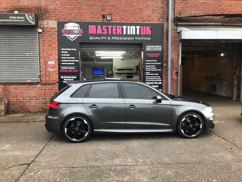 Audi RS3 finished outside MasterTint UK on Weston Street, Bolton