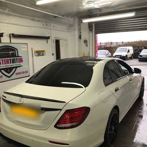 Mercedes E220d AMG finished outside MasterTint UK on Weston Street, Bolton
