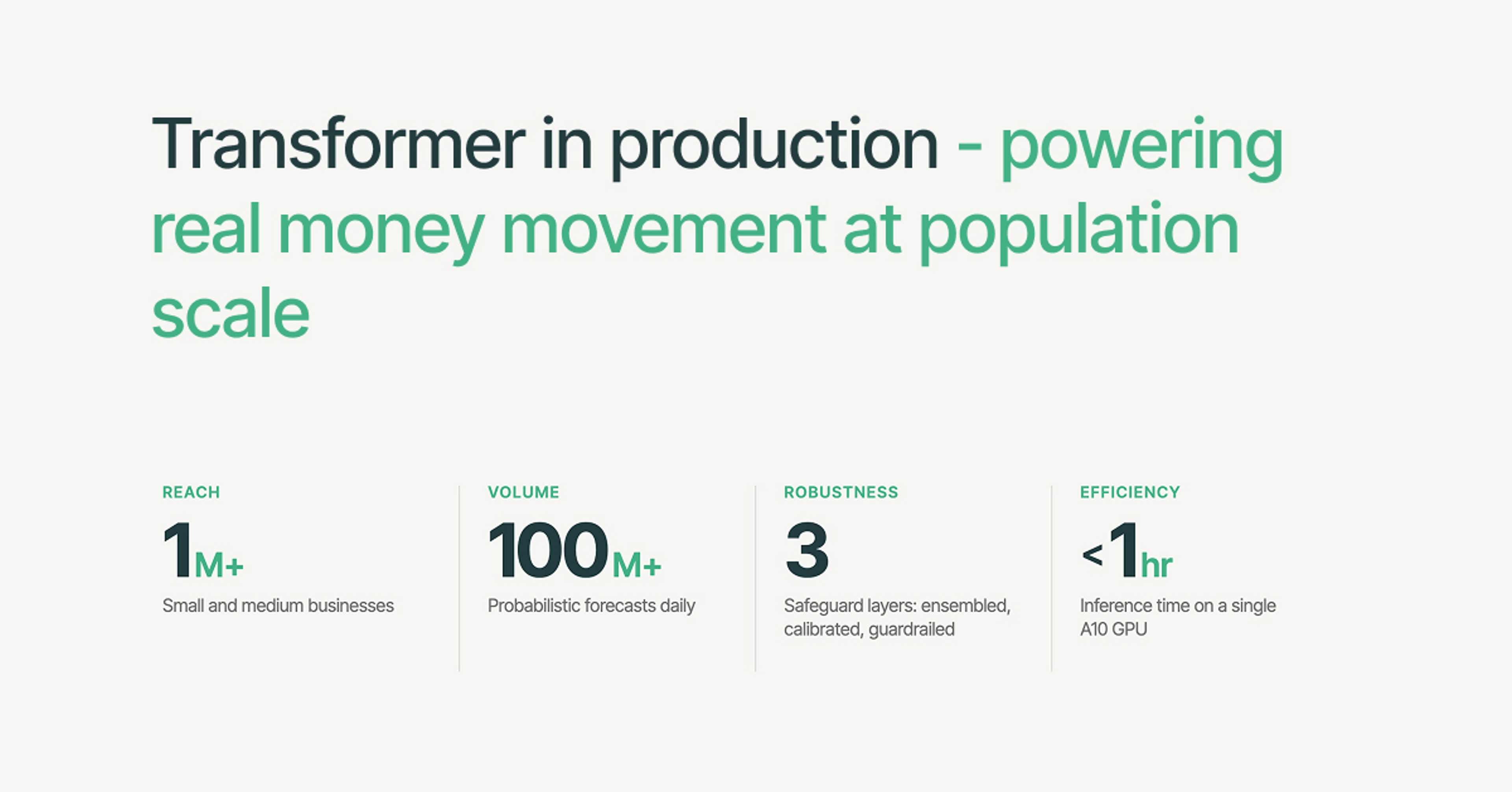 ParaFormer in production: Serving hundreds of millions of daily transformer forecasts for small business underwriting