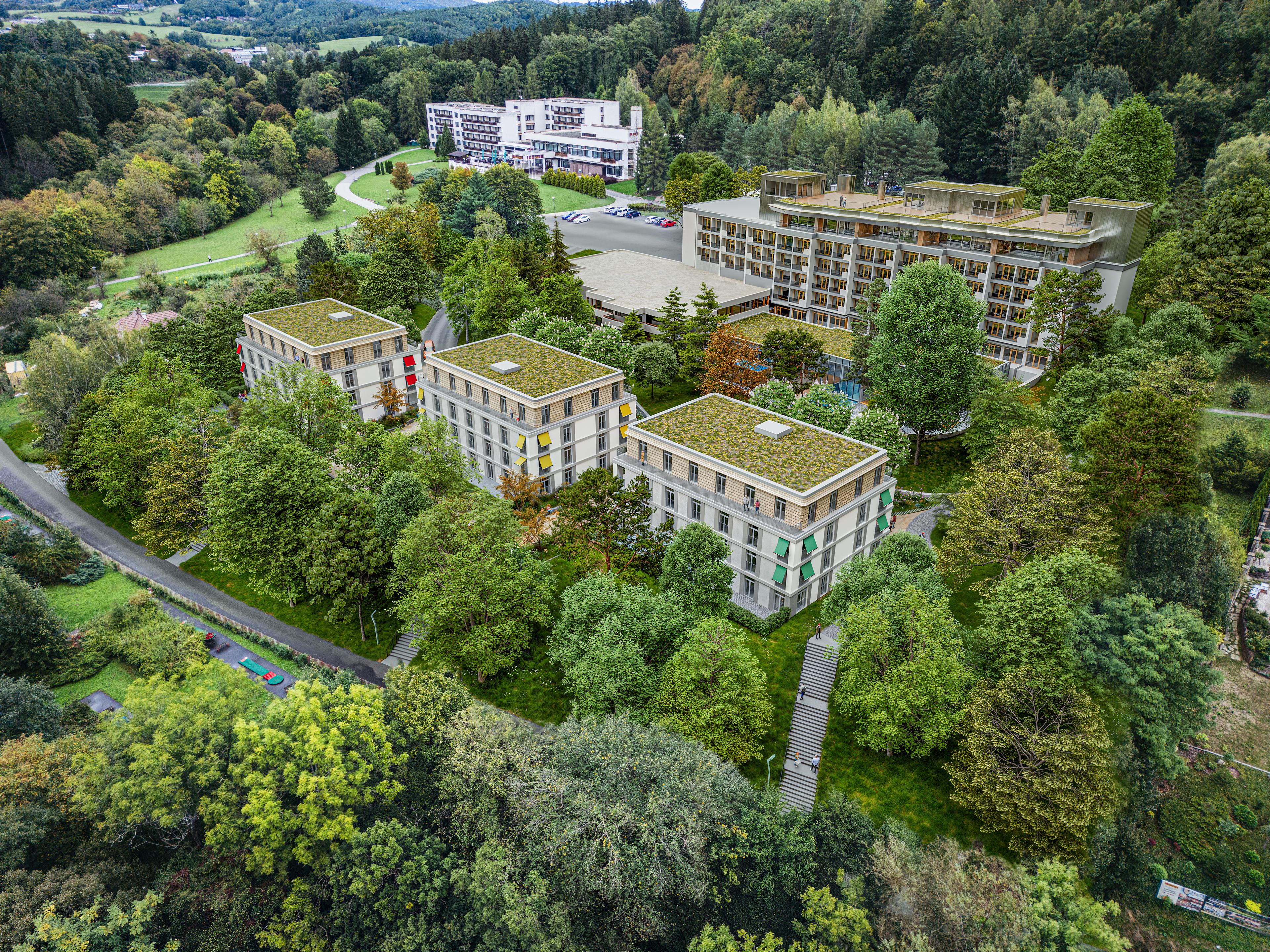 LBNK – Apartment Buildings in Luhačovice — aerial view 1