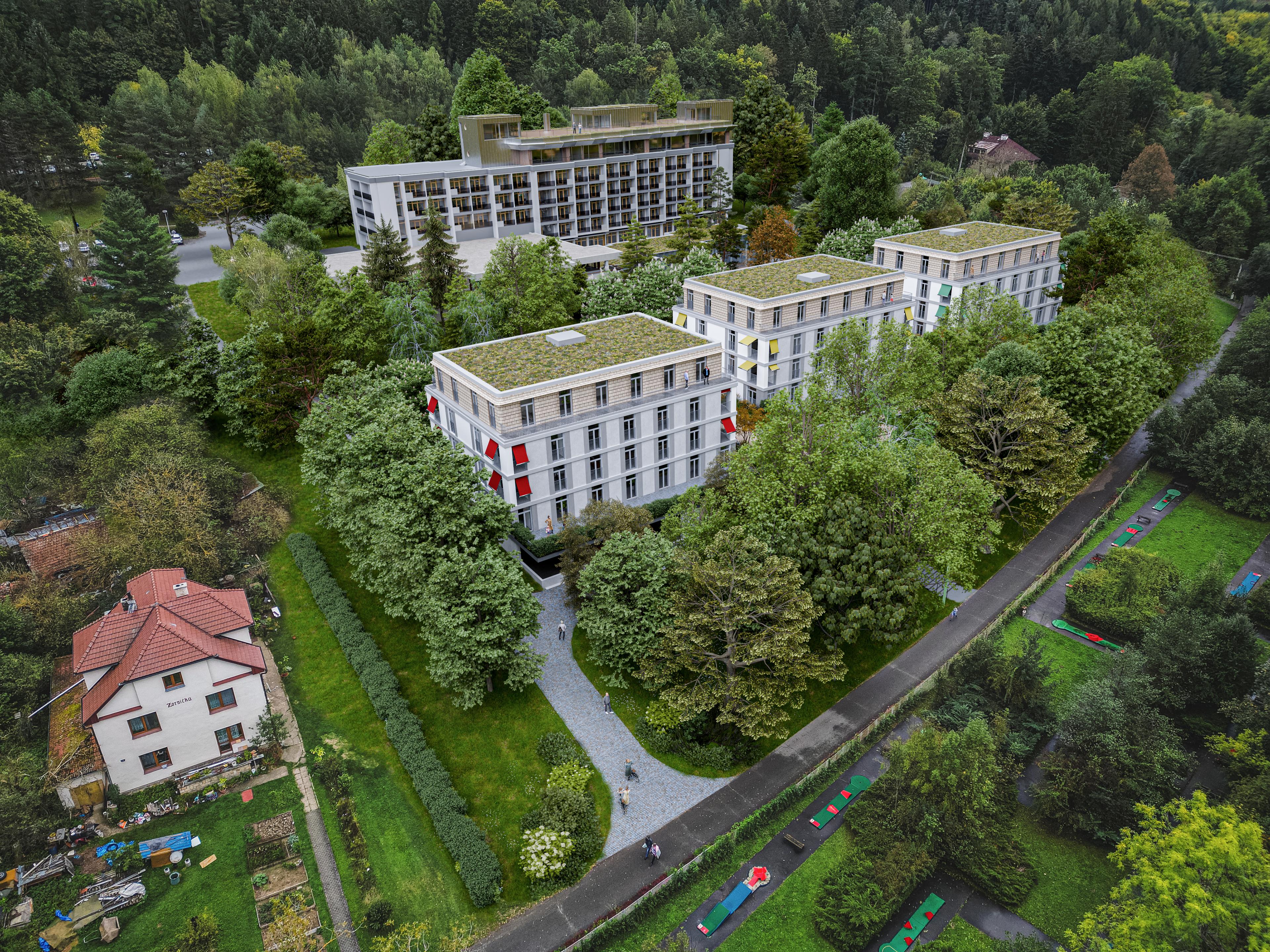 LBNK – Apartment Buildings in Luhačovice — aerial view 3