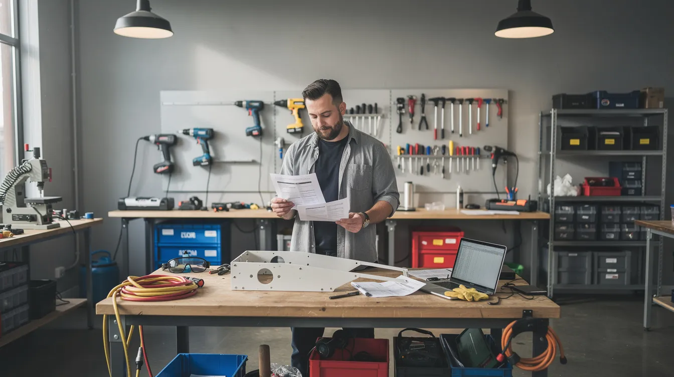 Businessman reviewing loan paperwork