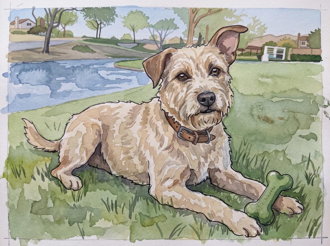 Watercolor portrait painted for Joey
