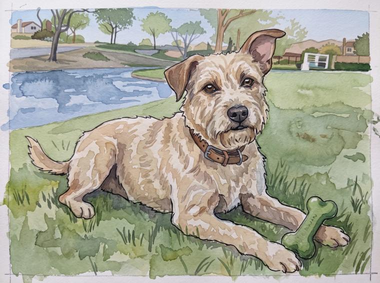 Watercolor portrait painted for Joey