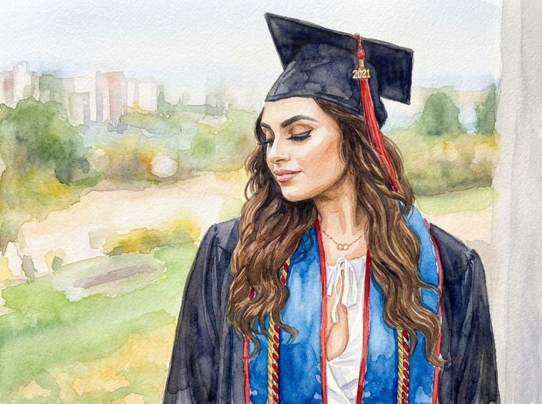 Hand-painted result — Watercolor on Canvas, 16×25