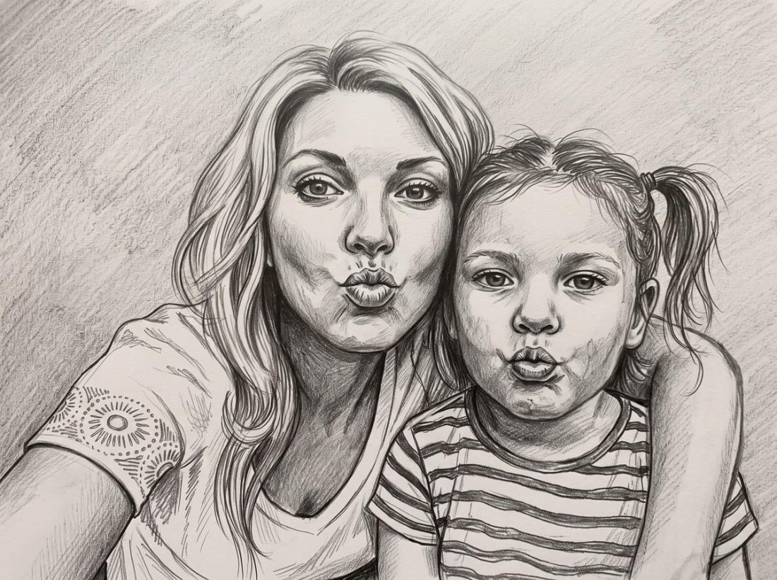Black Pencil portrait painted for Emma