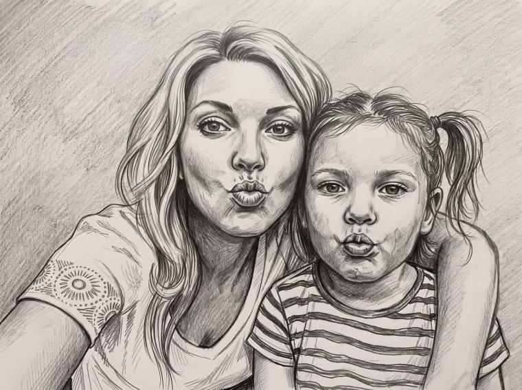 Black Pencil portrait painted for Emma