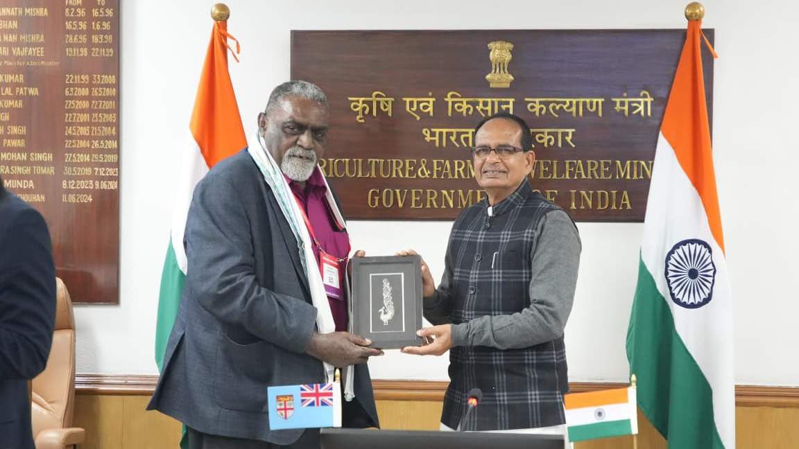 कृषि और खाद्य सुरक्षा पर द्विपक्षीय बैठक, तकनीक, प्रशिक्षण और अनुसंधान में साथ काम करेंगे भारत–फिजी