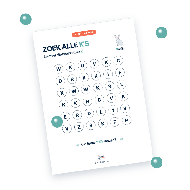 Voorbeeld van Hoofdletter K van Konijn
