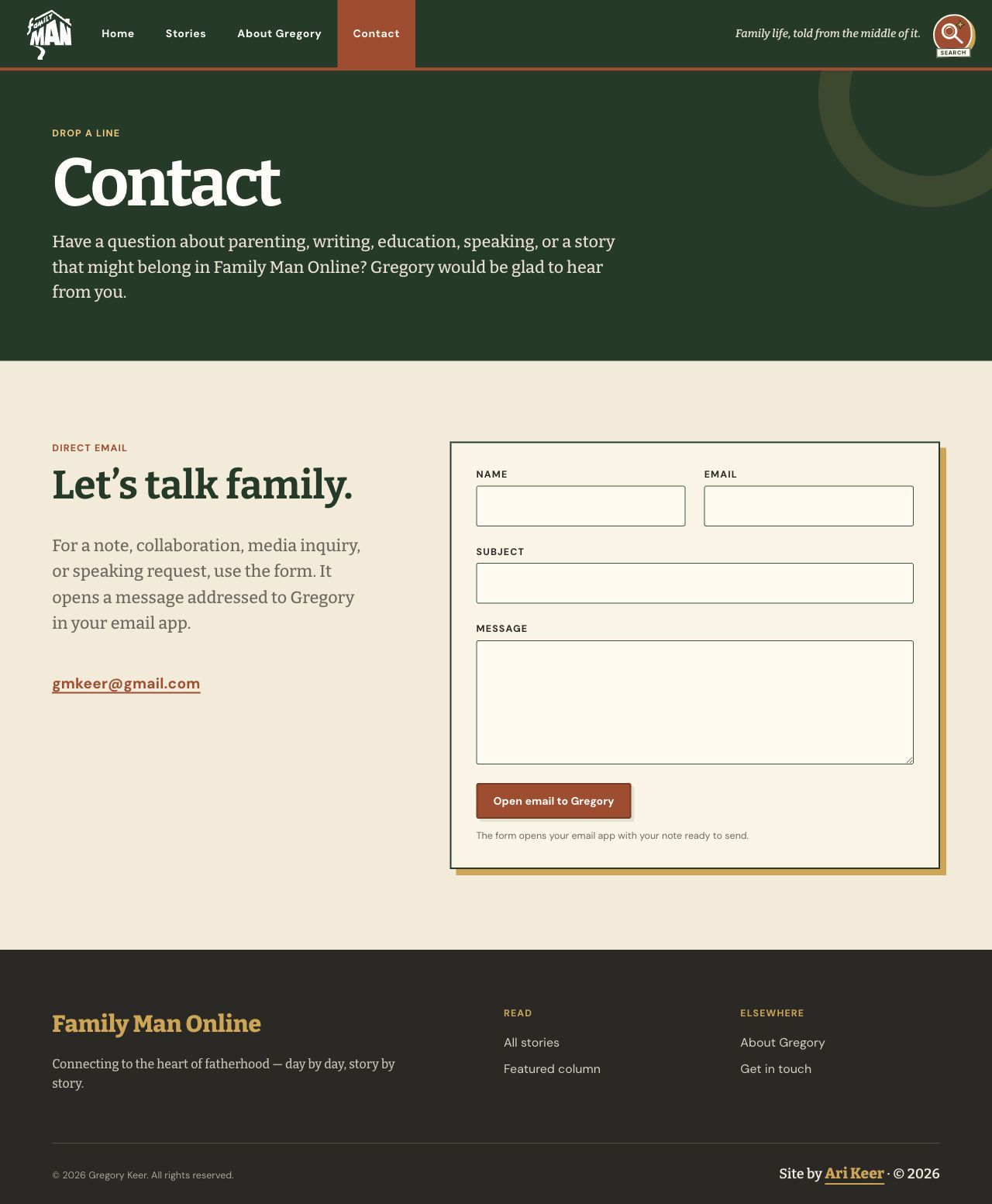 Family Man Online contact page