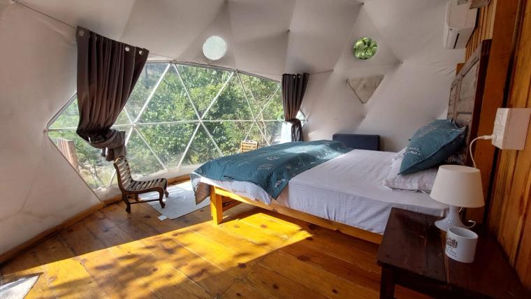 Dome Tents & Cottages by River w/ Bonfire