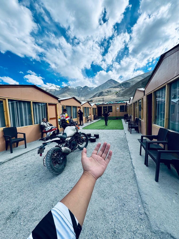 Guest house on Pangong Lake, Ladakh. Clear skies.