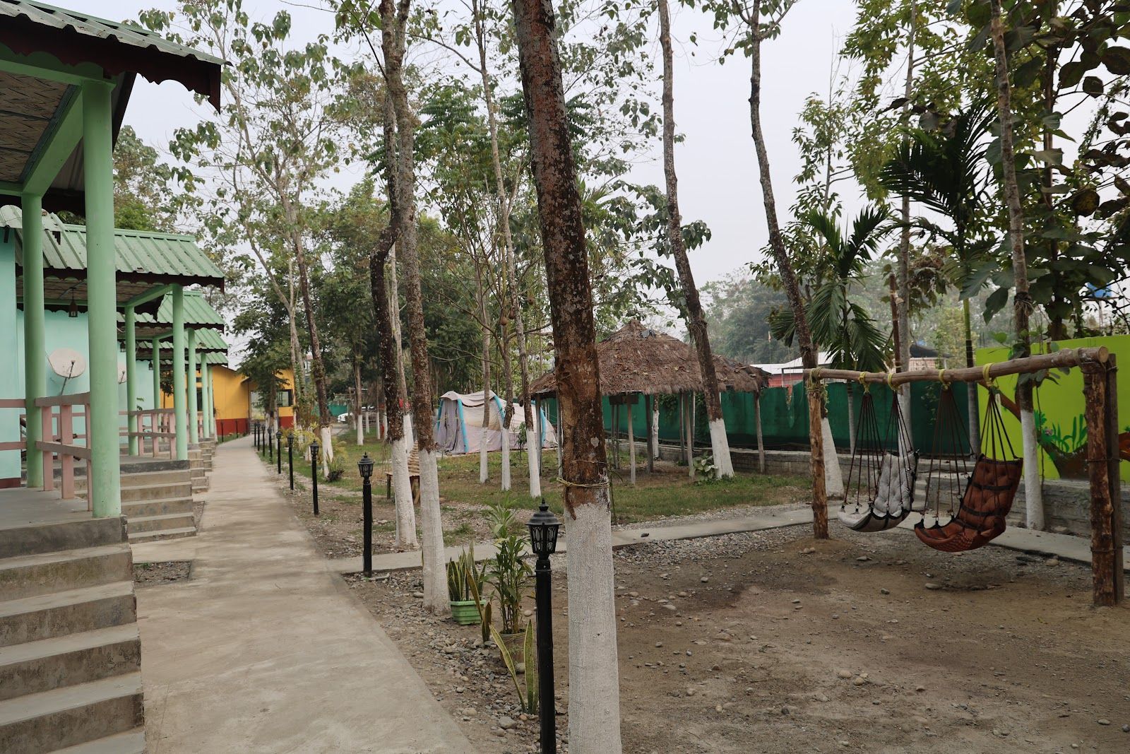 Jungle house in Kaziranga, Assam. Birdsong.