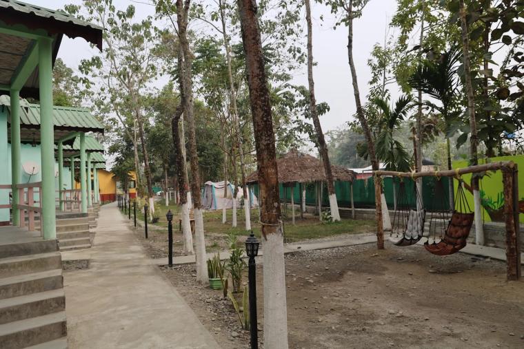Jungle house in Kaziranga, Assam. Birdsong.
