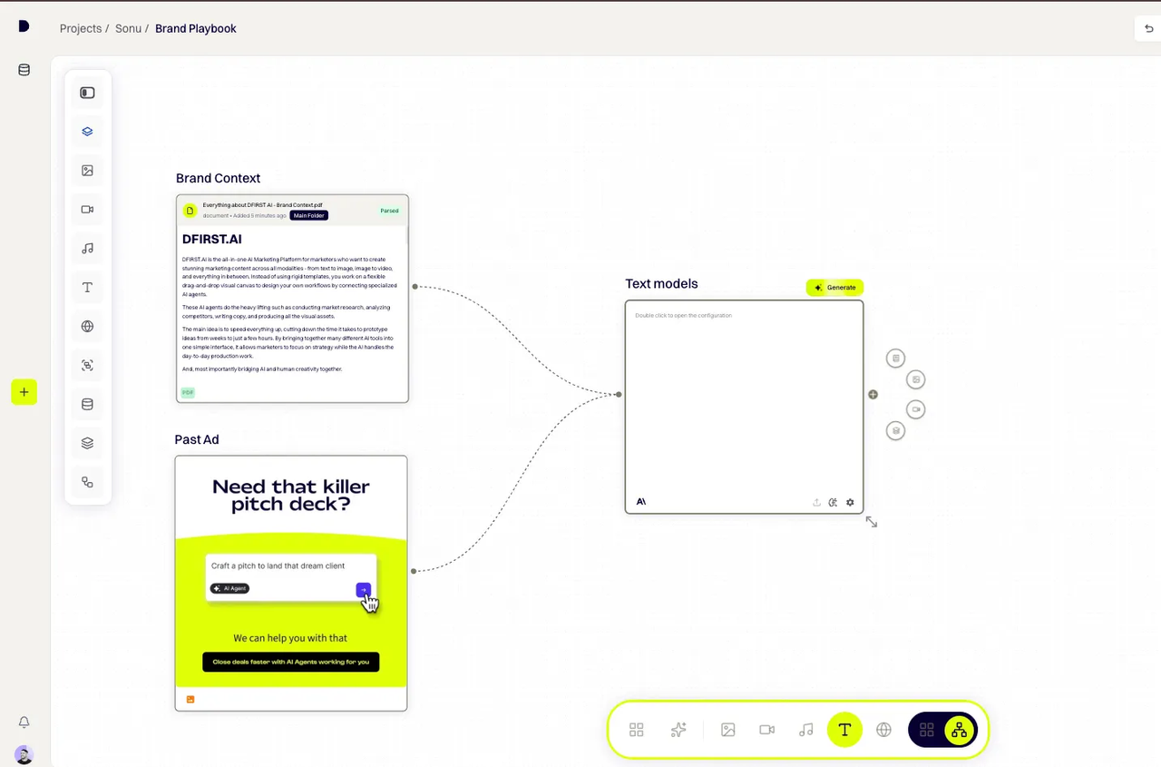 DFIRST whiteboard screenshot: Connect both inputs to the Text Node