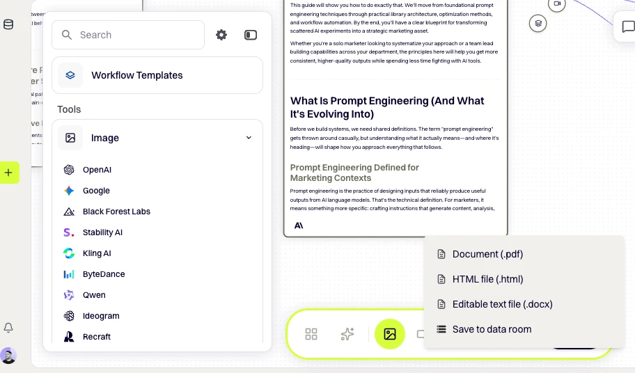 DFIRST whiteboard screenshot: Export and Publish