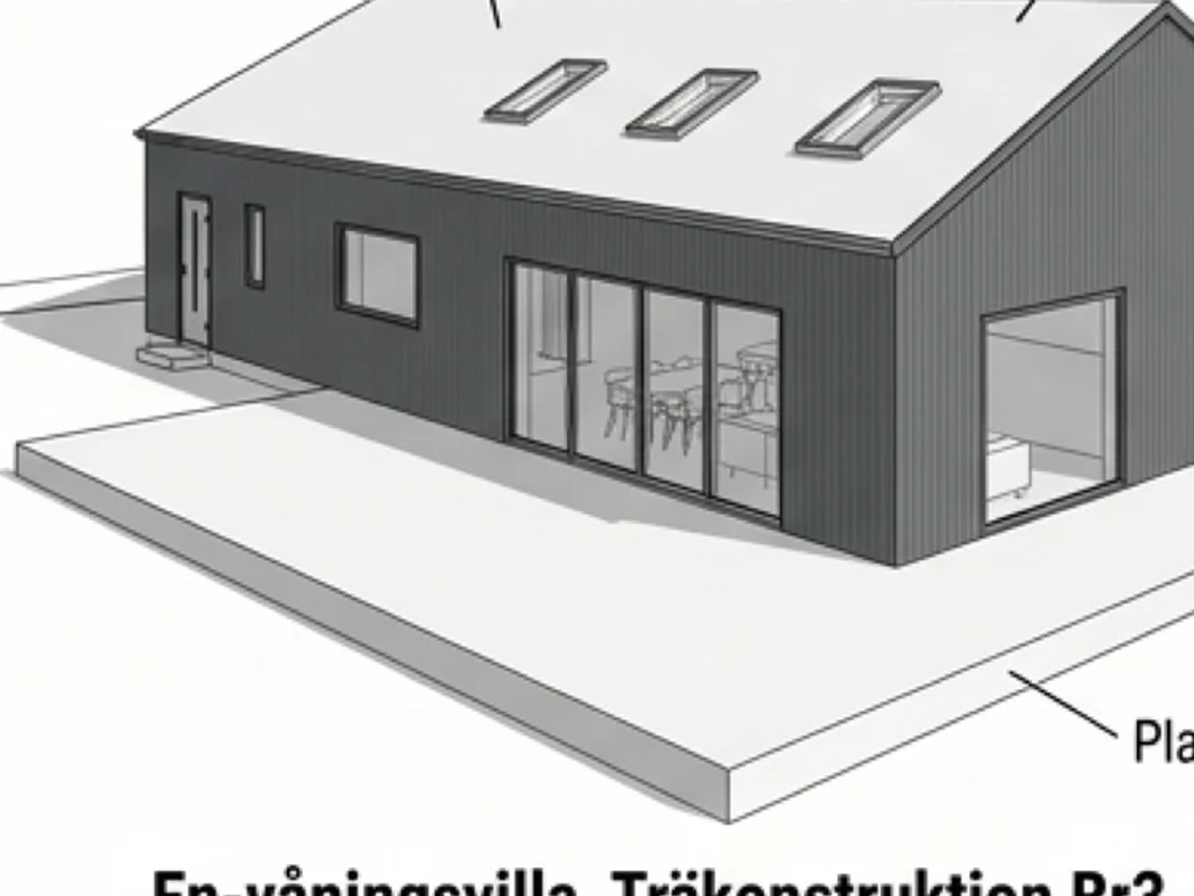 Brandklassificering Br3 för enbostadshus: illustration med prefabricerade takstolar och brandskyddsåtgärder