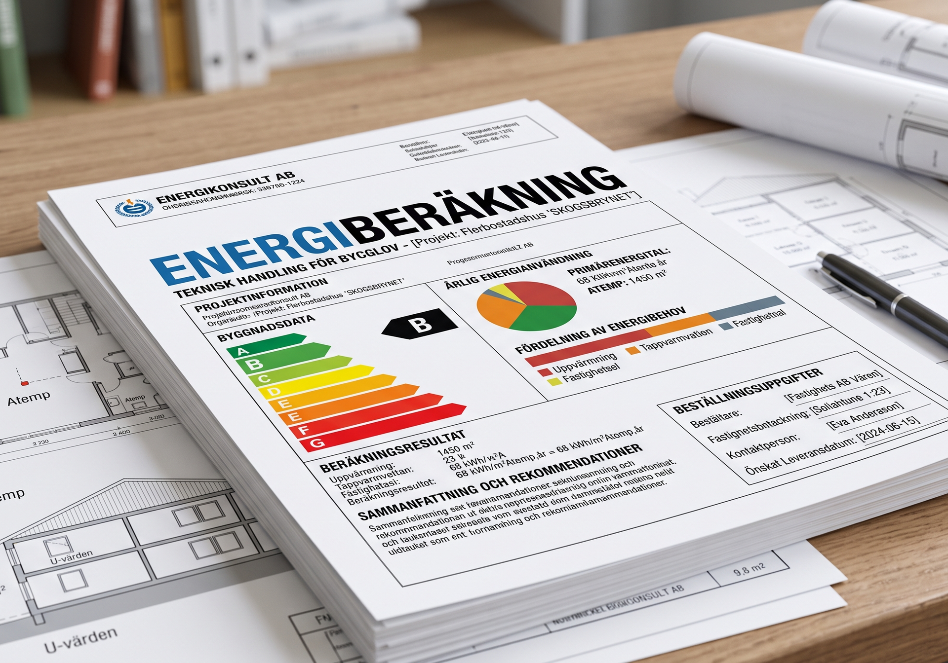 Energiberäkning på ett helt hus med sitt klimatskal