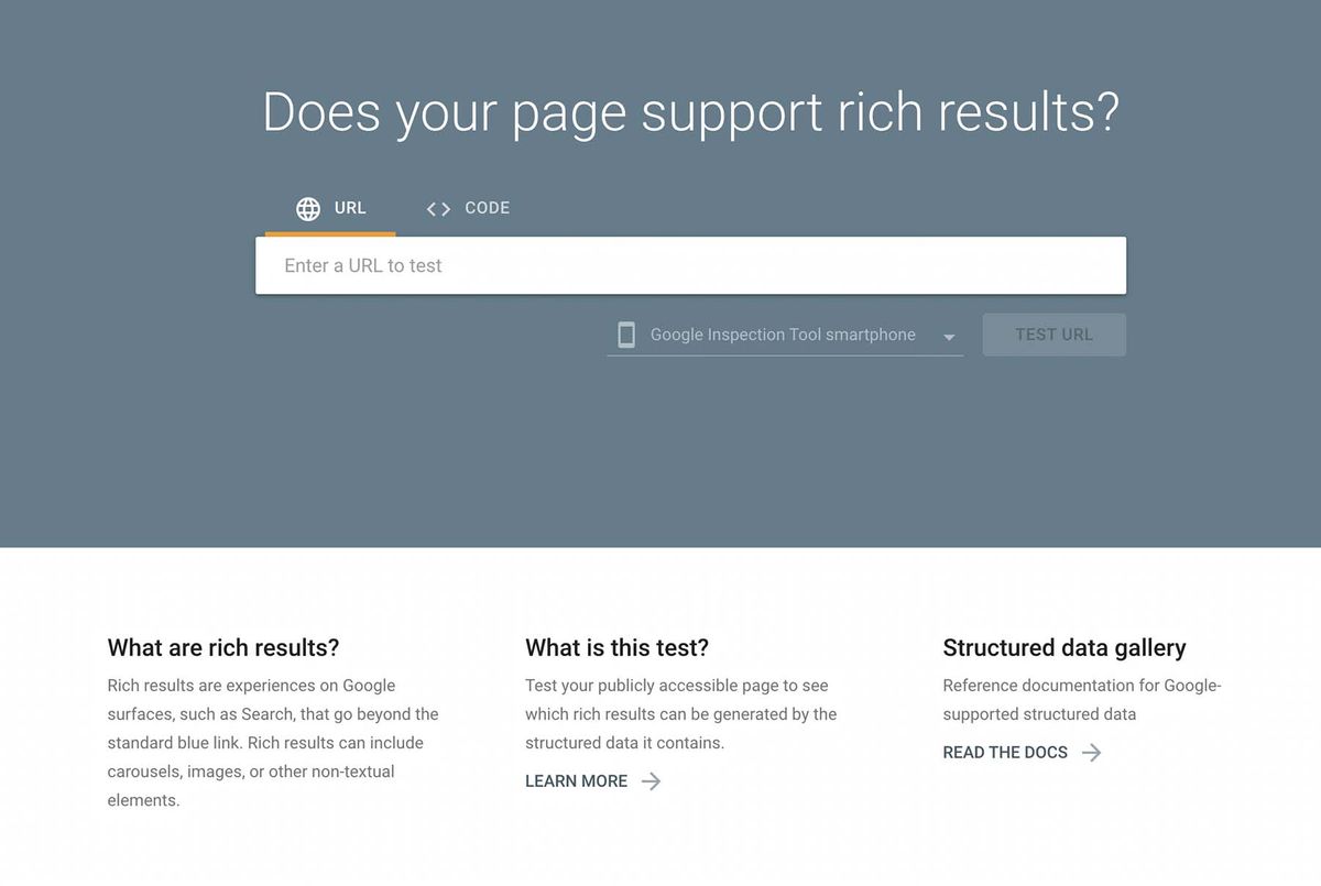 Google's rich results testing tool