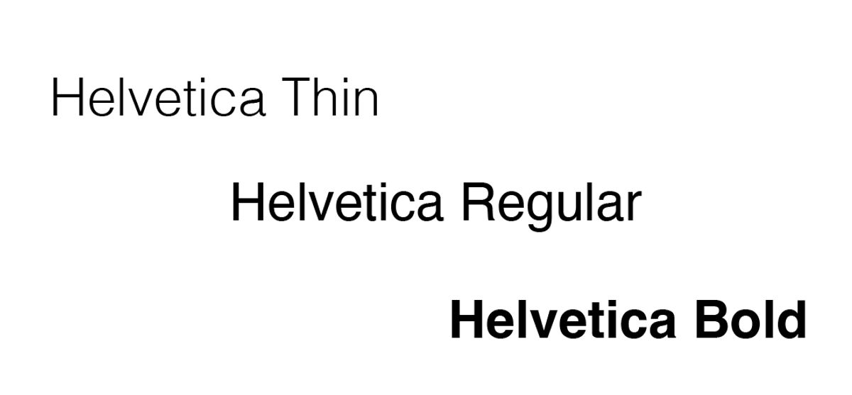 Example of Helvetica fonts at different weights