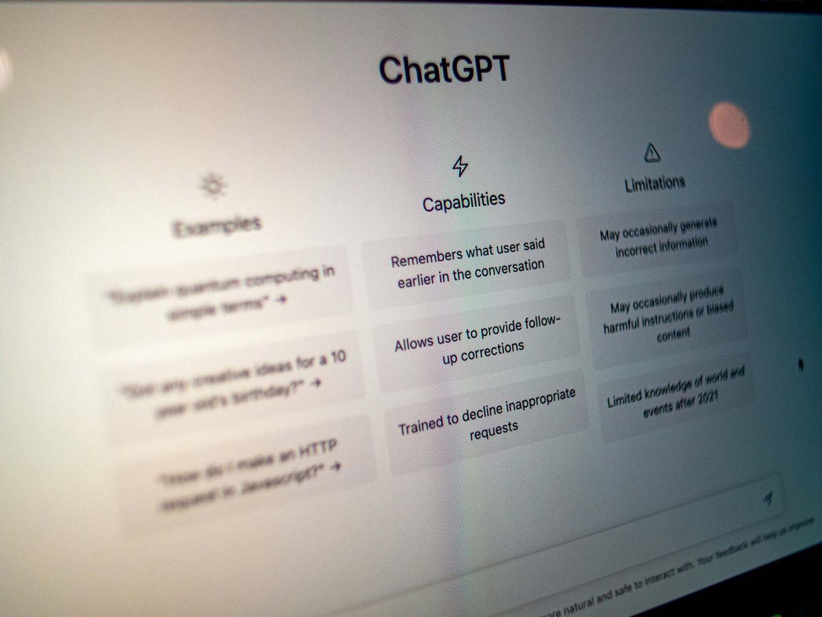 View of ChatGPT interface