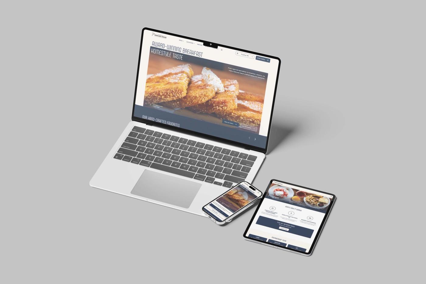 Website mockup of the Original Pancake House