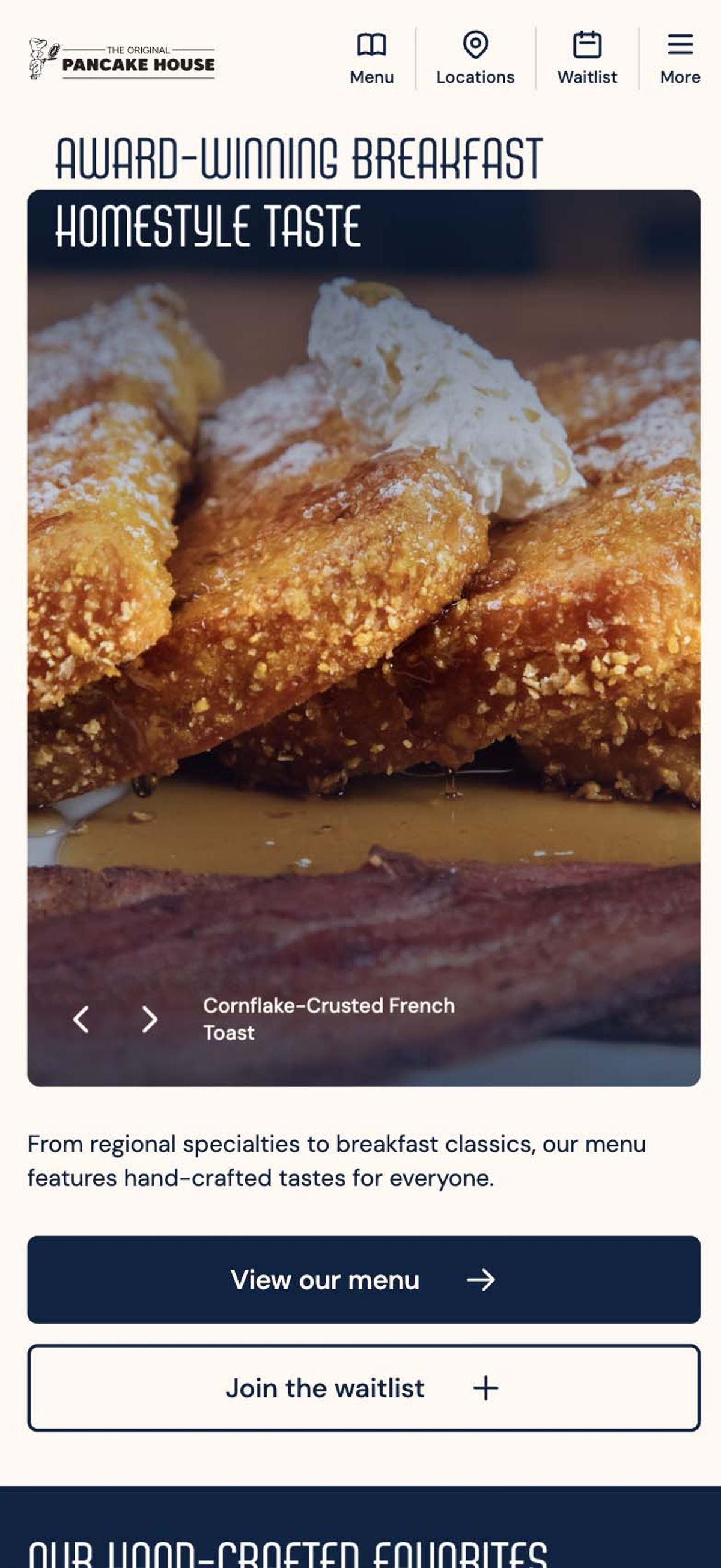 Mobile view of OPH homepage