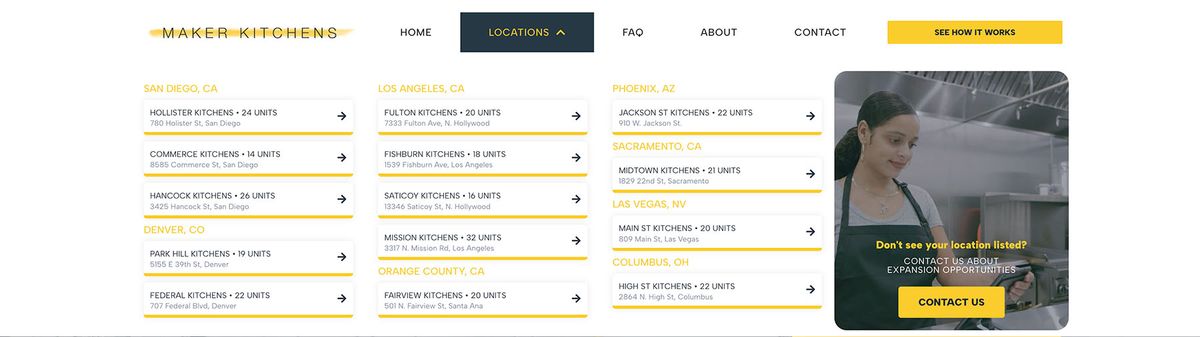 Maker Kitchens mega menu