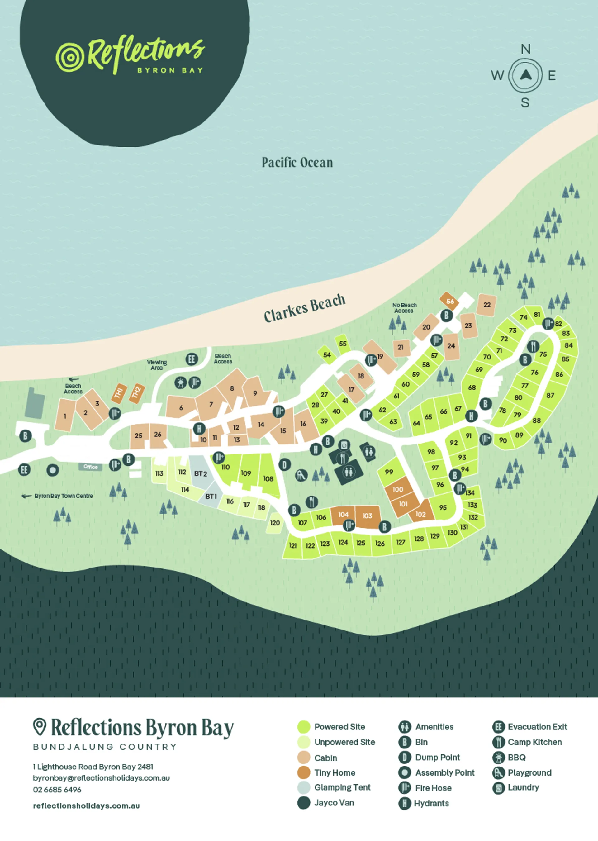 Reflections Byron Bay Park Map
