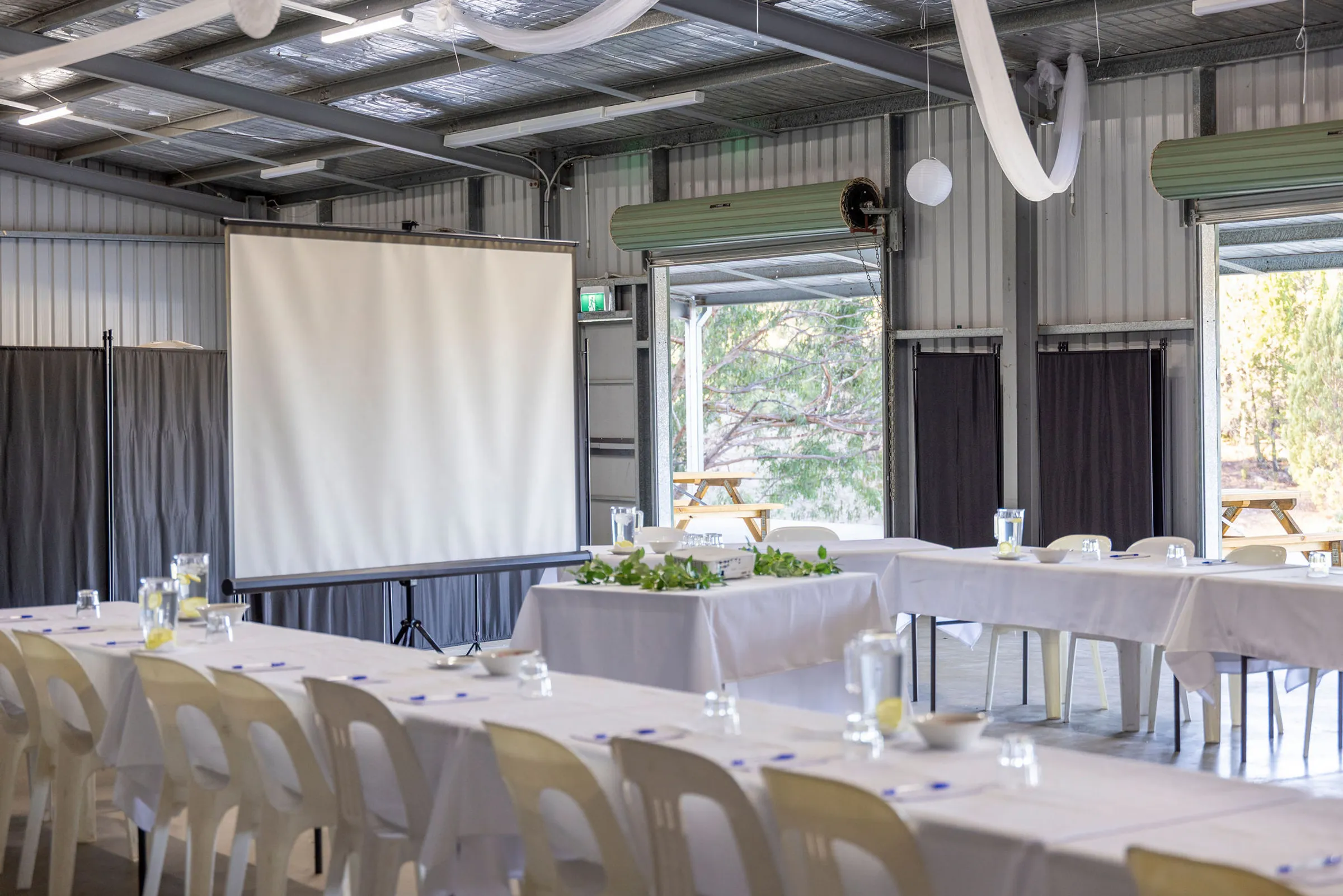 Wyangala Waters Community Hall - screen and tables