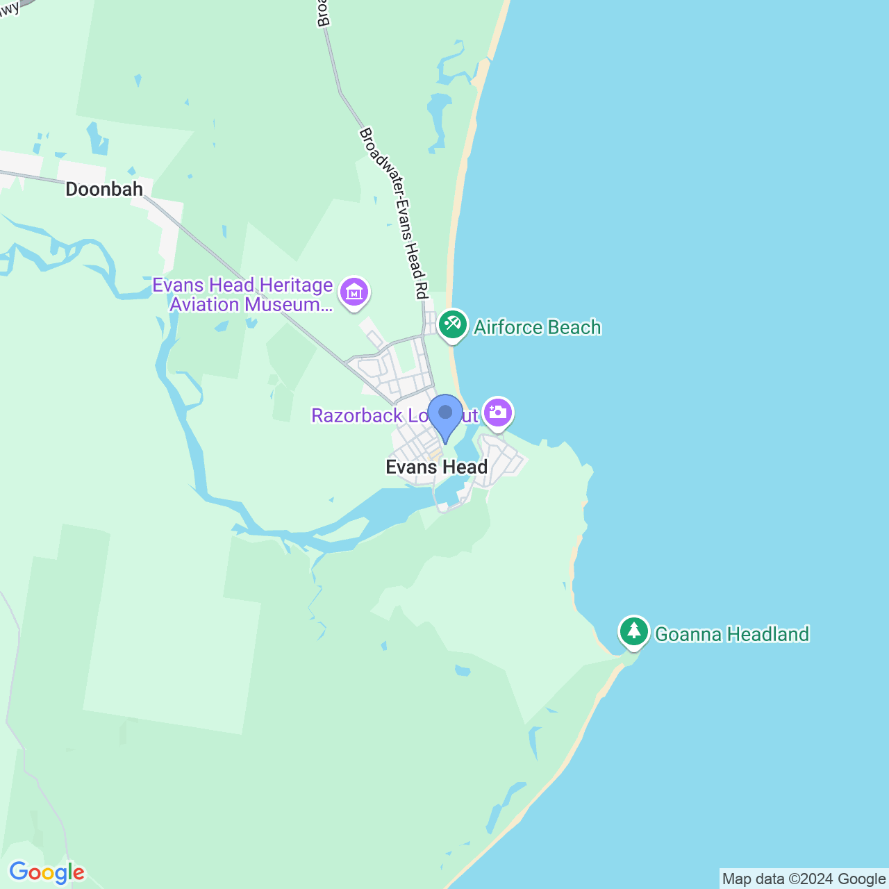 Evans Head Google Map Image