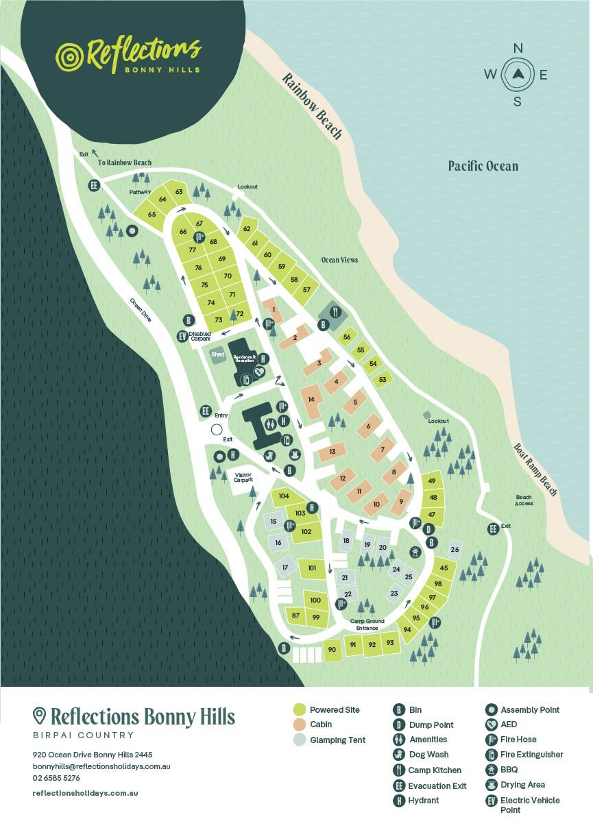 Reflections Bonny Hills Holiday and Caravan Park Map