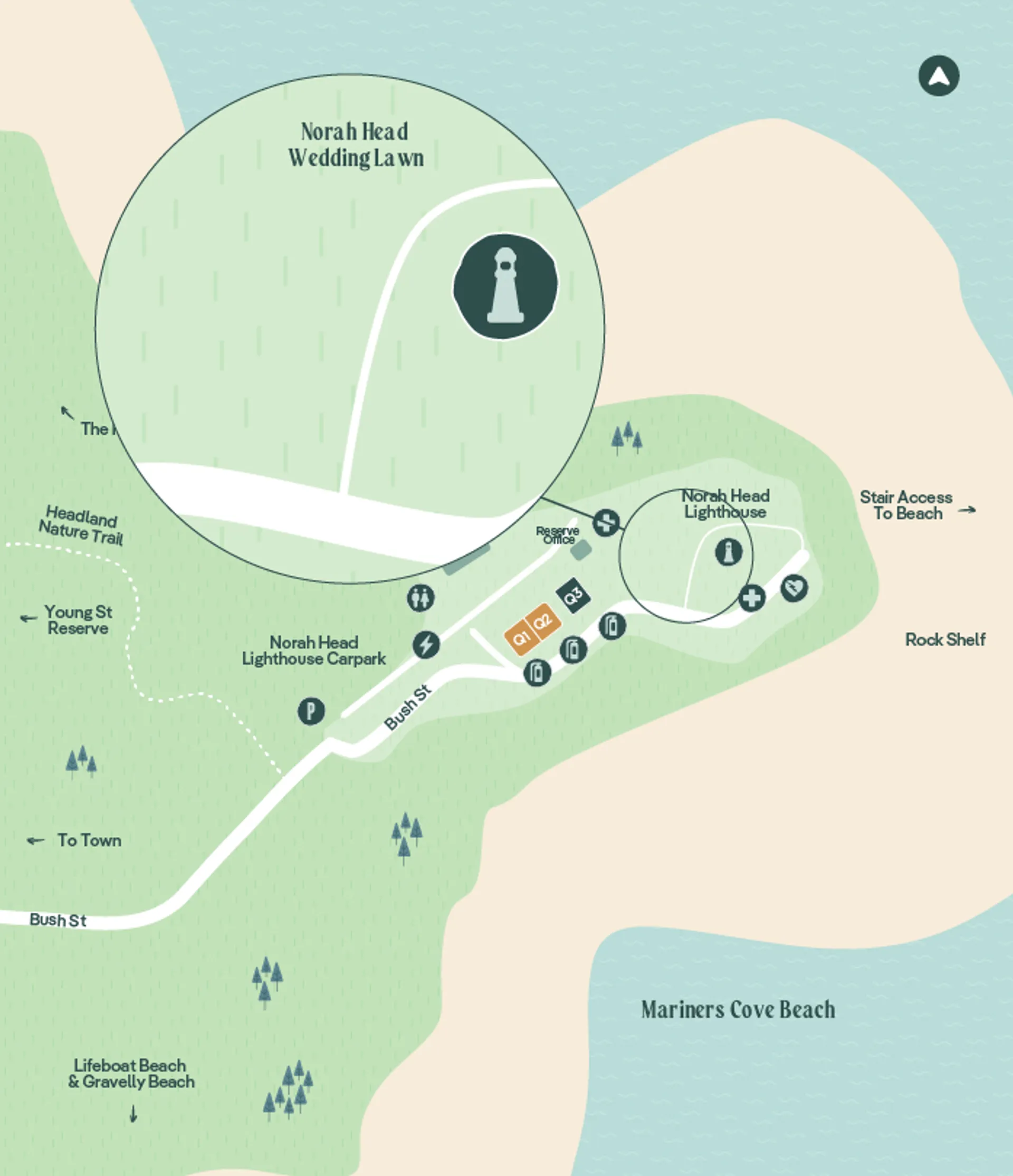Norah Head wedding lawn map