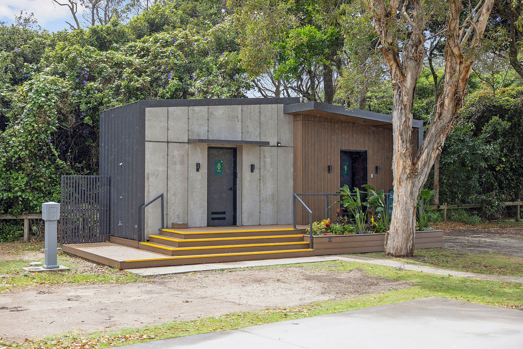 Modern amenities block at Reflections Scotts Head with stylish design and accessible entry