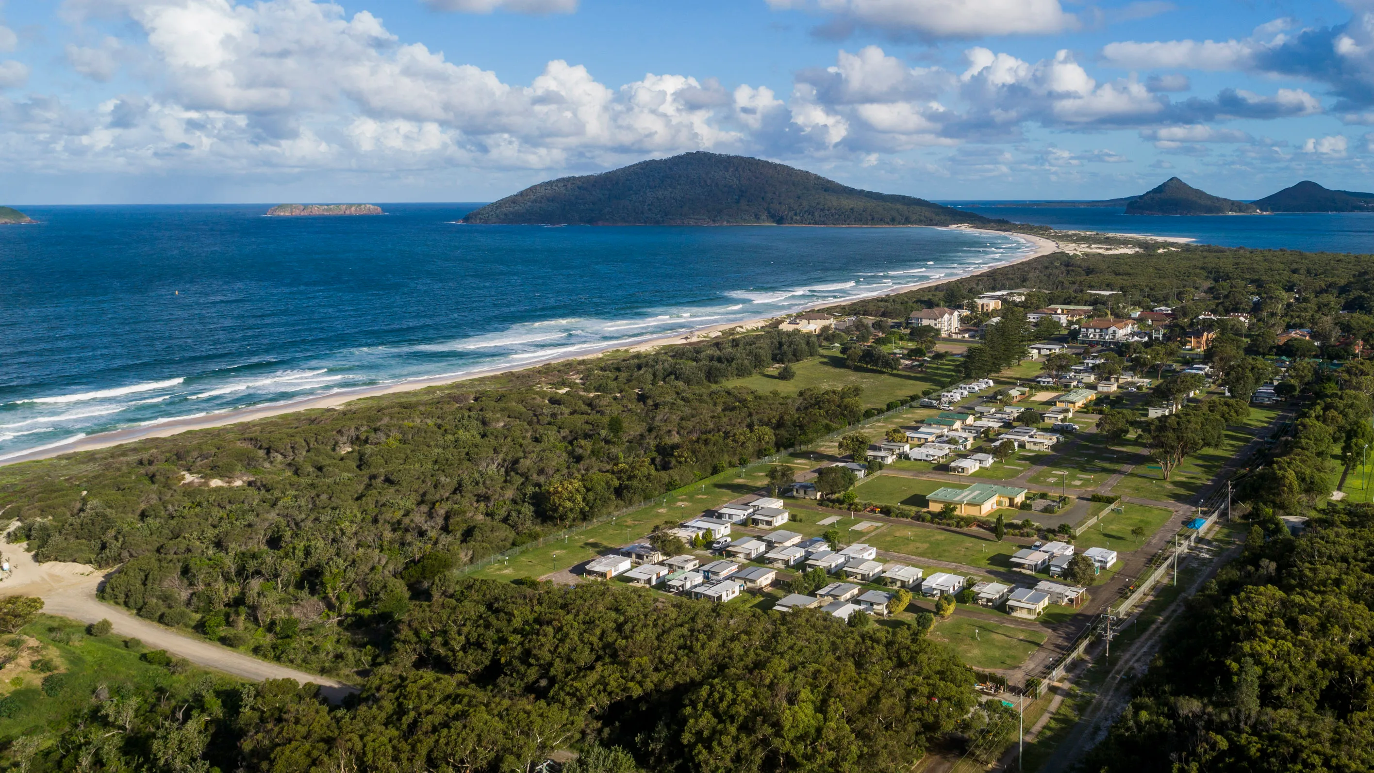 Reflections Holidays Hawks Nest holiday & caravan park Hawks Nest Drone photo